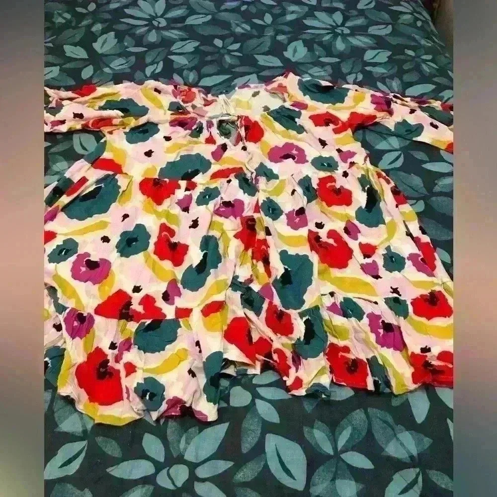 Anthropologie Floral Swimg Tunic Dress size M - Picture 4 of 5
